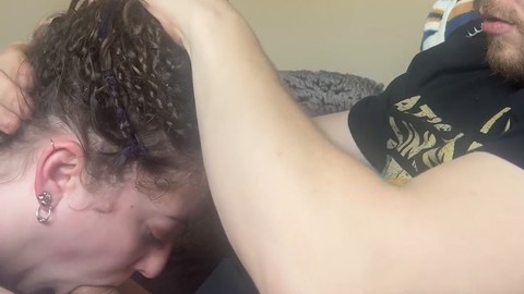 Hippy Nelli Rose gives a sloppy blowjob to her gamer boyfriend while he plays